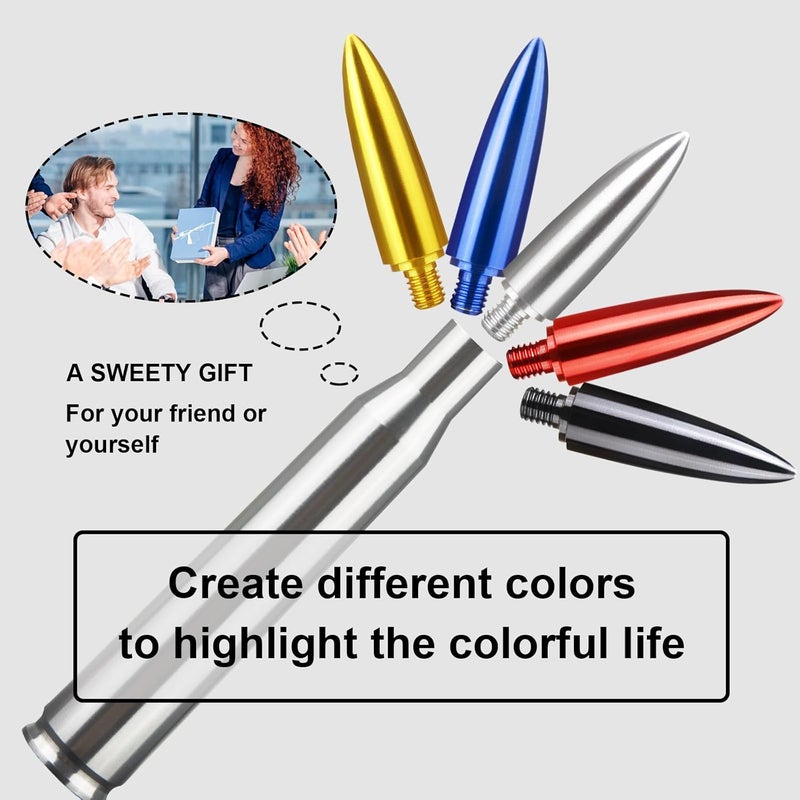 Seprochoo Car Truck Bullet Antenna 50 Cal Bullet Antenna Truck Accessories Universal Replacement for GMC Sierra 1500 Chevy Dodge Ram Silverado 1500 2500 3500 Ford F150 F250 F350 Car Truck Decoration (Silver) - Image 5